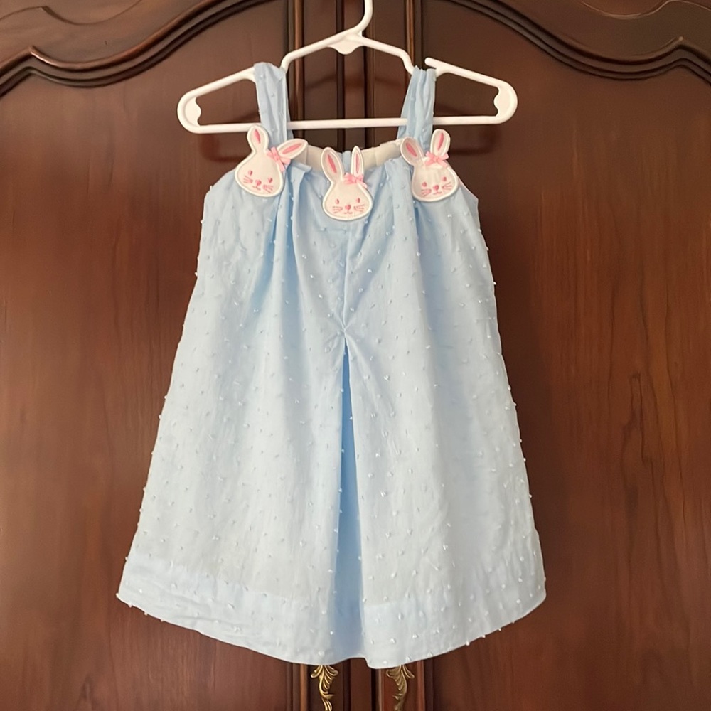 Baby Blue Bunny Appliqué Sundress for Kids